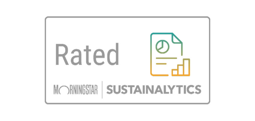 Sustainalytics Logo Ein Logo von Sustainalytics in farbiger Schrift